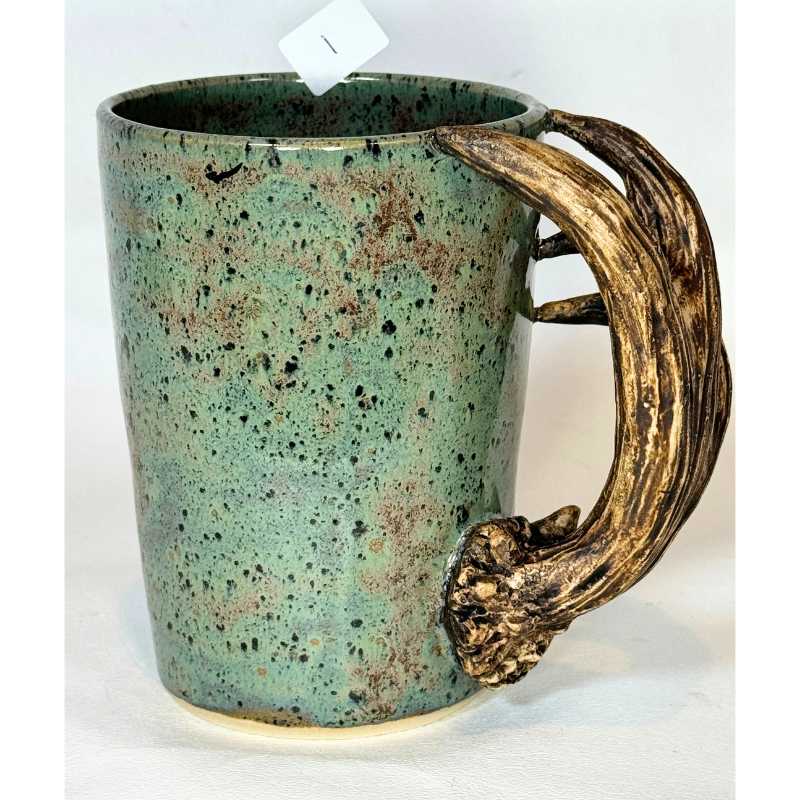 Speckled green Antler mug large (left hand) #1