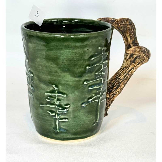 Green ceramic mug with ceramic antlers #3