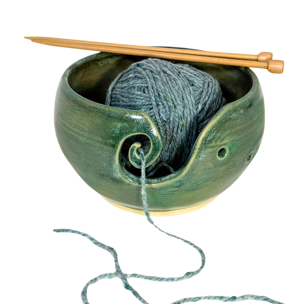 Ceramic Knitting Yarn bowl ( Green )